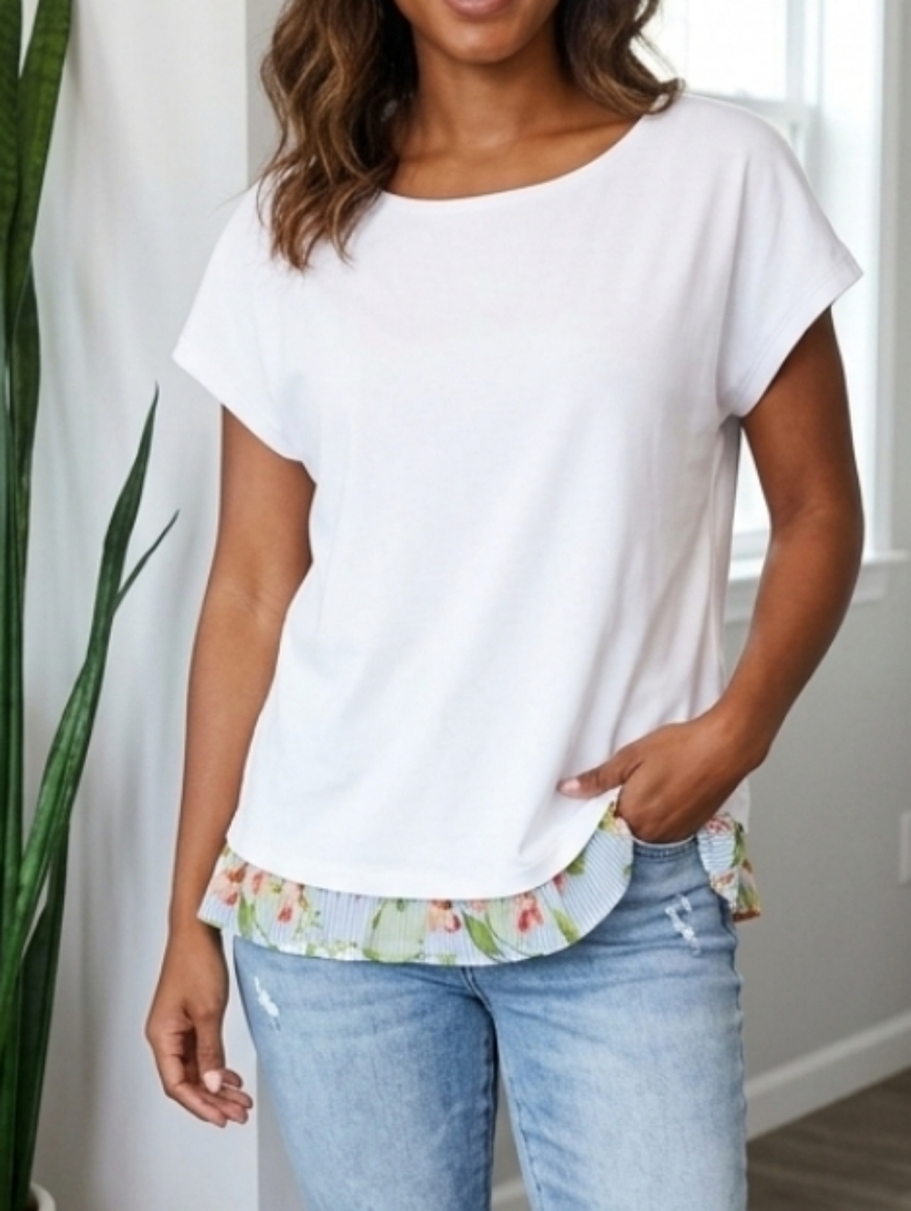 Tommy Hilfiger Women's Floral Ruffles Boho Crop Top Lagenlook 1X